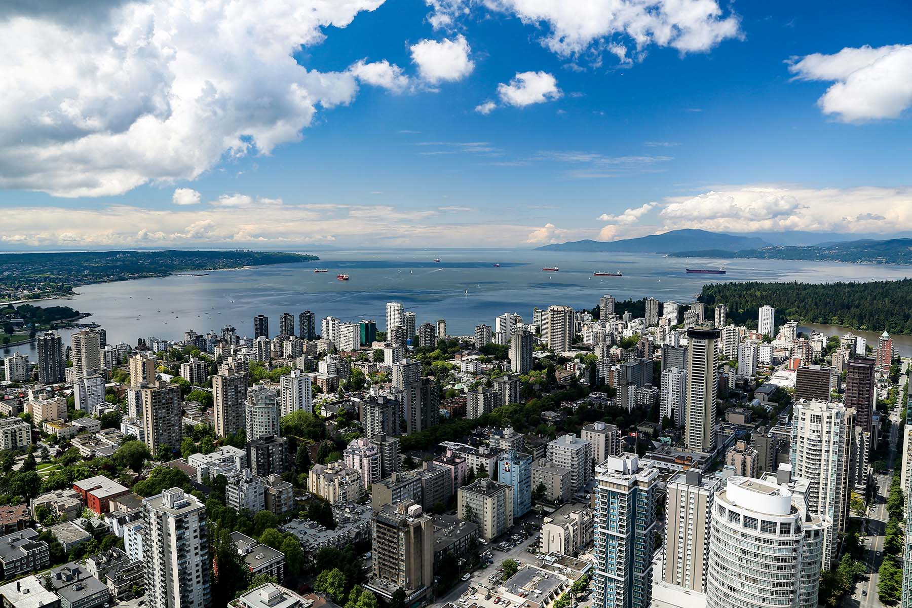 Aerial view of Vancouver's skyline.