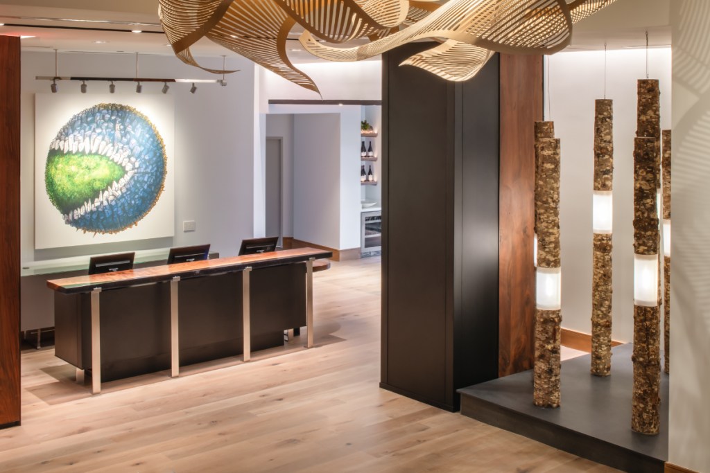 inside a lobby of a Marriott hotel in Oregon