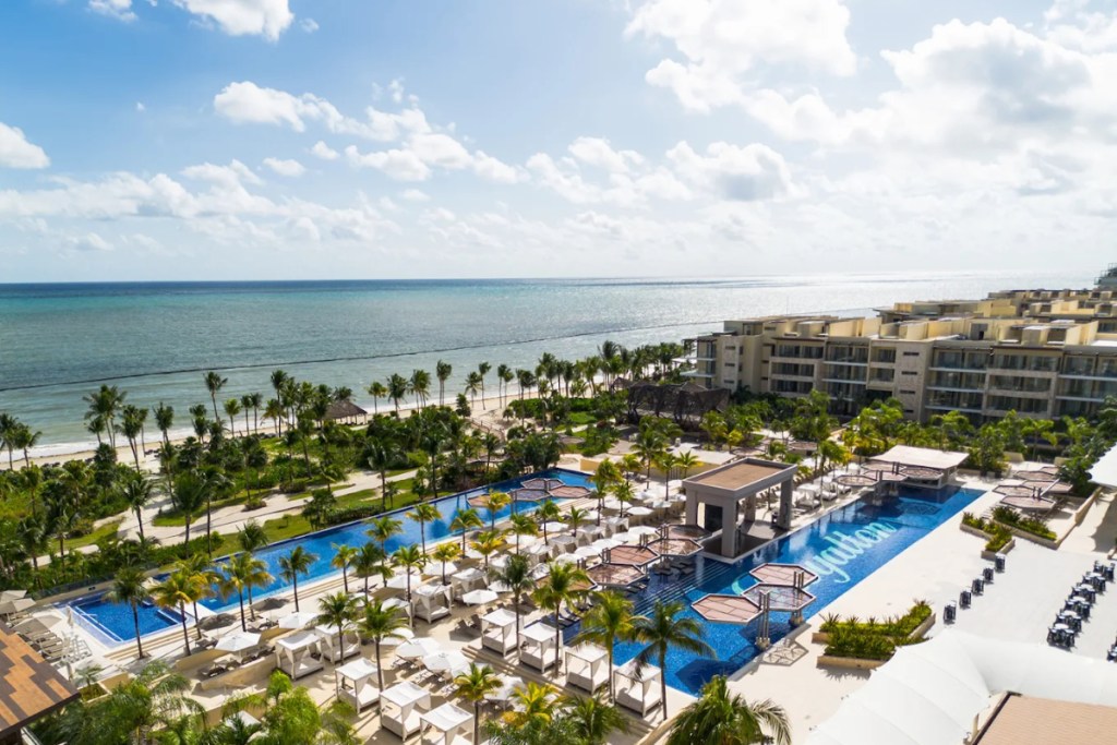 aerial view of a sunny all-inclusive resort