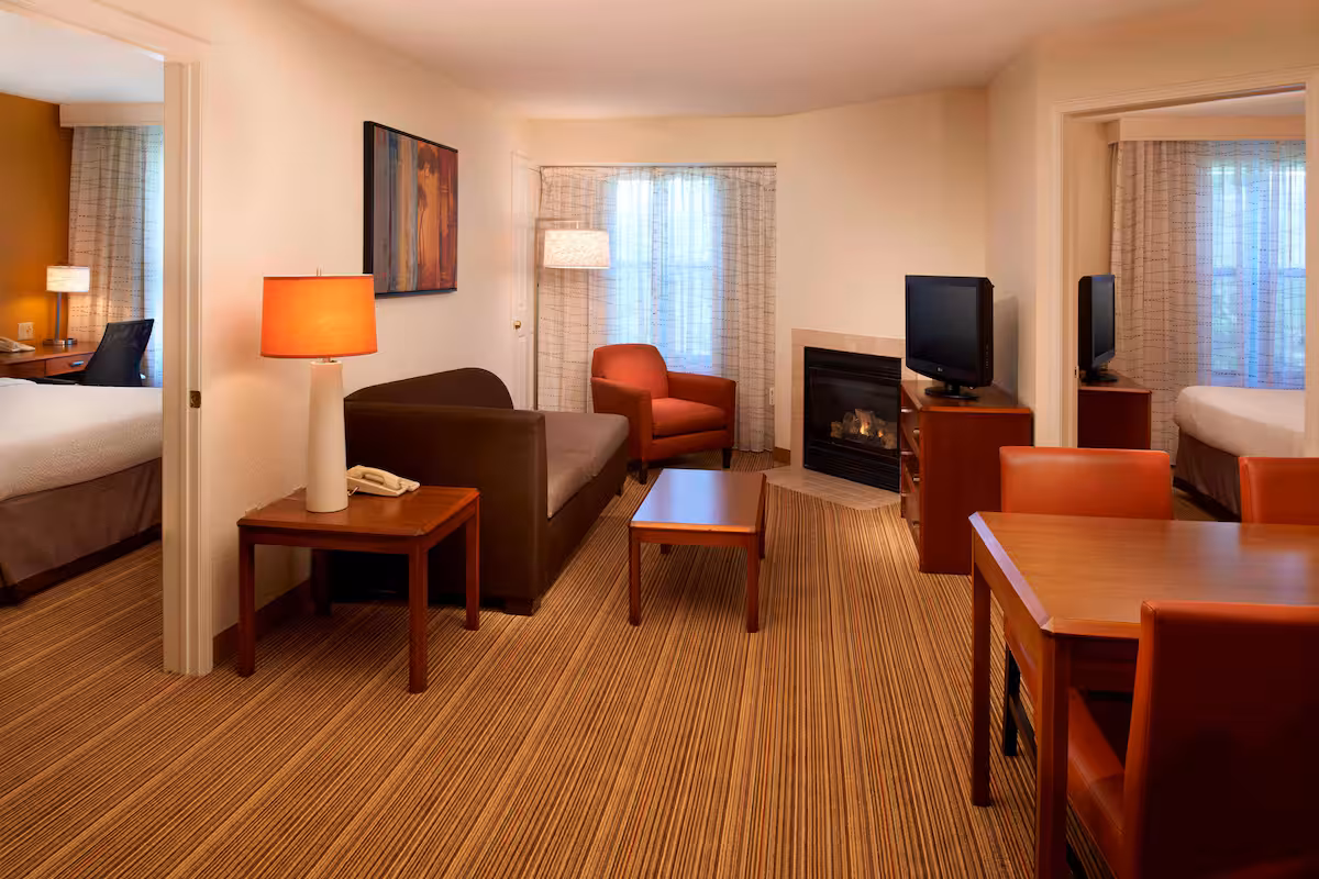 view of the inside of a new extended stay hotel from Sonesta