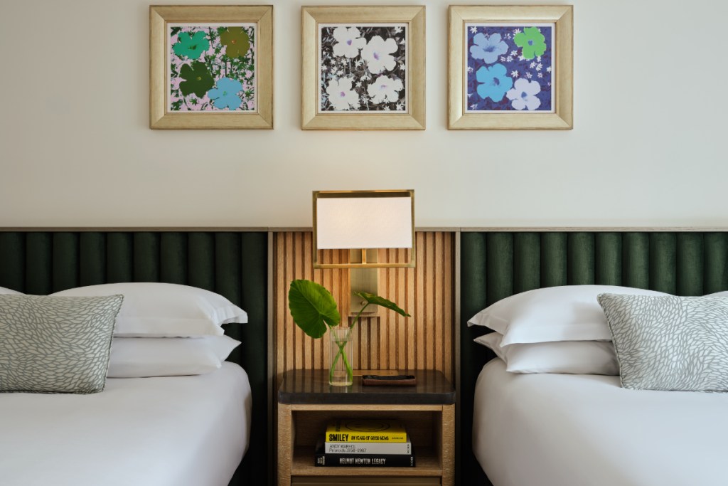 image of a renovated hotel room that's upscale with modernist furniture