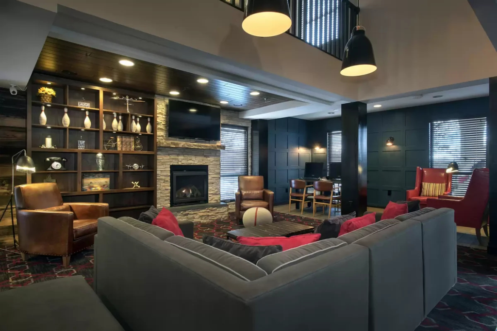 a lobby of an upscale hotel in new york city
