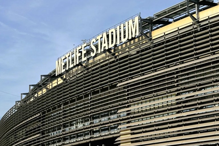 exterior view of a multi-level stadium