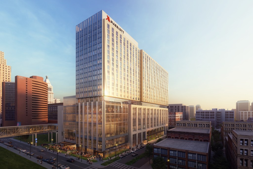 rendering of what a Marriott branded hotel might look like when built in Cincinnati